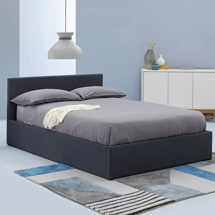 Modern Fabric King Queen Size Double Gas Lift Bed