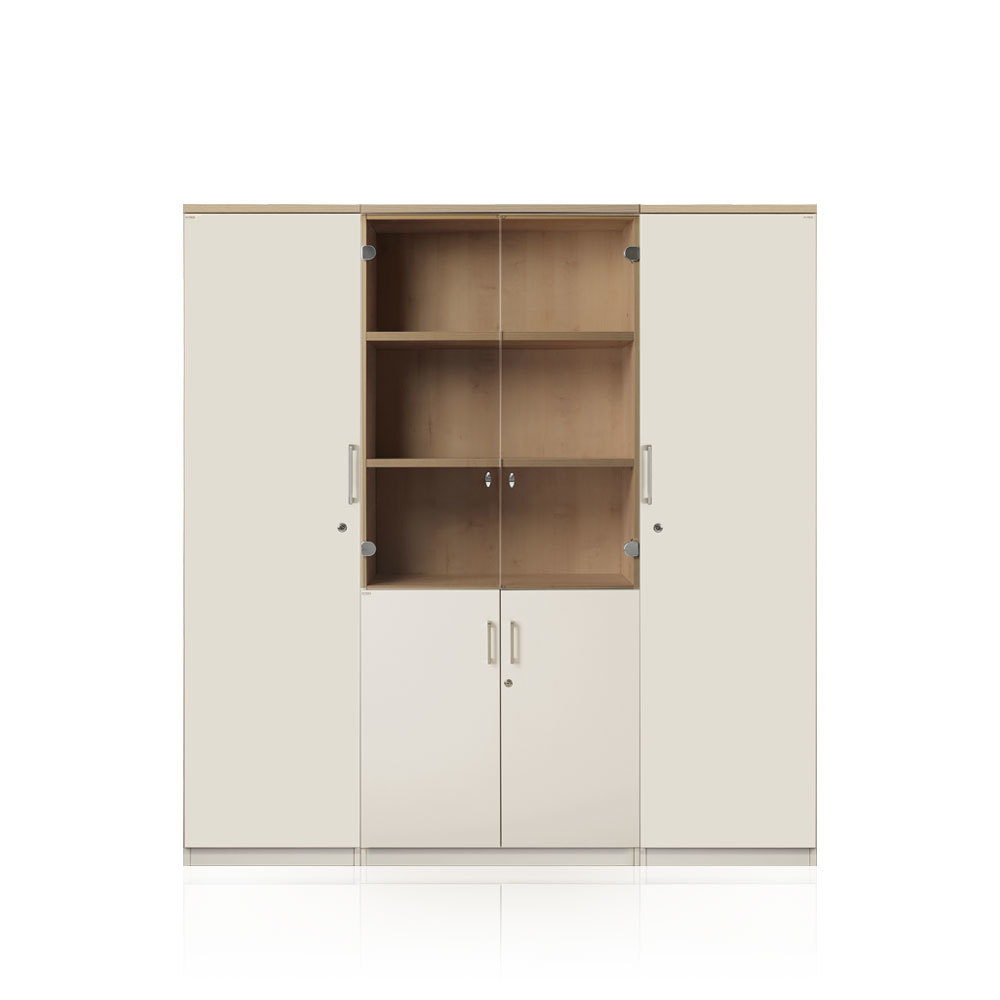 7 Series Semi-Glass Cabinet Set (Cream White)