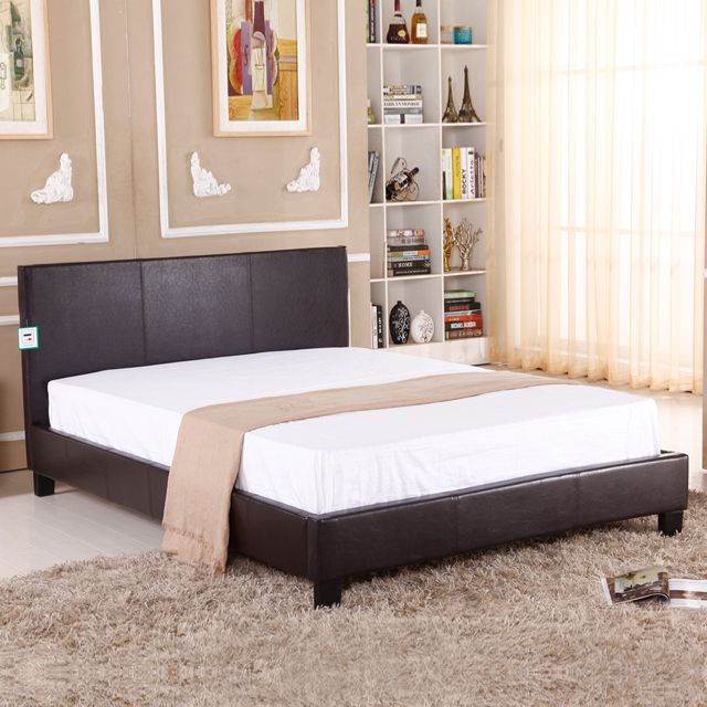 Black Pu Leather king Double Bed