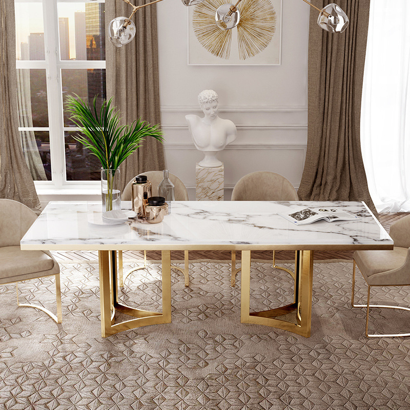 Modern Luxury Golden Stainless Steel Dining Table
