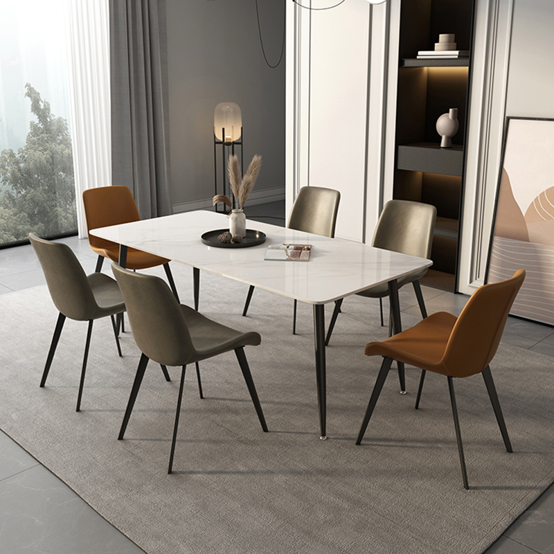 Minimalist Stainless Steel Modern Rectangle Home Dining Set Dining Table