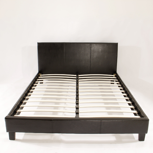 Black Pu Leather king Double Bed