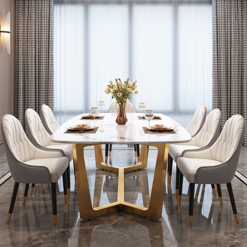 Minimalist Stainless Steel Modern Rectangle Home Dining Set Dining Table