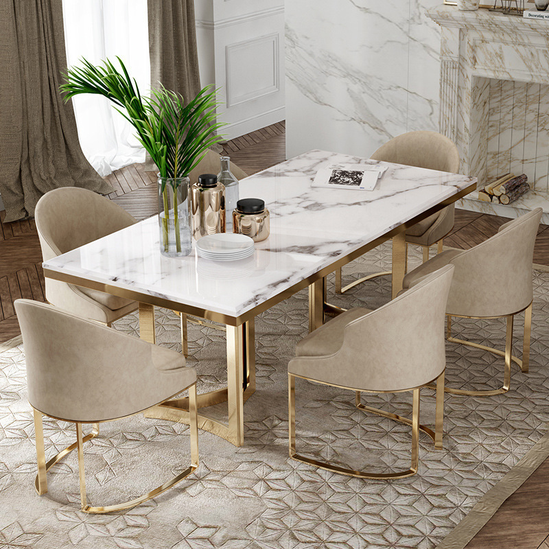 Modern Luxury Golden Stainless Steel Dining Table