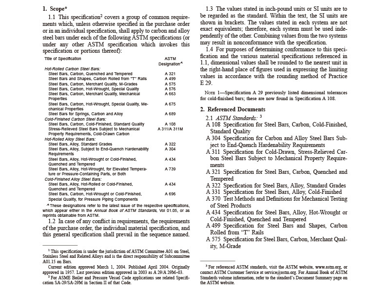 ASTMA29_A29M-2004_Standard Specification forSteel Bars, Carbon and Alloy, Hot-Wrought, GeneralReguirements for .pdf ASTMA29_A29M-2004_Standard Specification forSteel Bars, Carbon and Alloy, Hot-Wrought, GeneralReguirements for .pdf