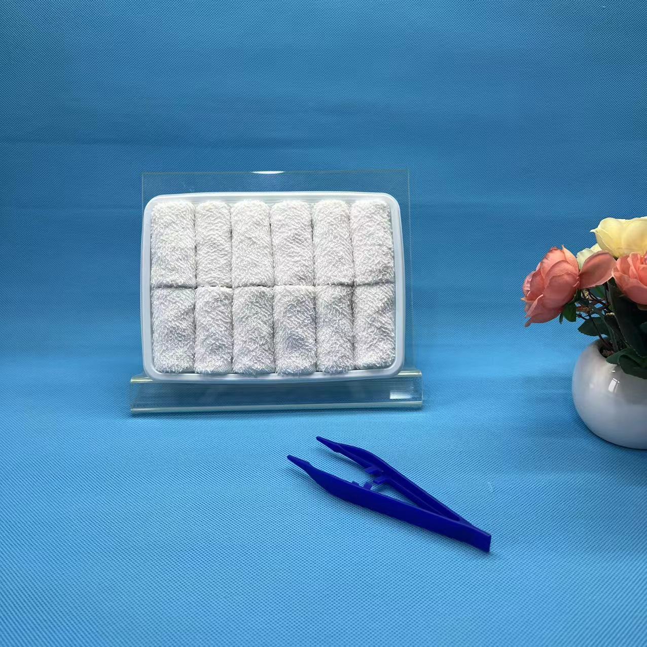 Wholesale Rolled Cotton Disposable Face Towel for Airline Woven Technique Hot in Tray