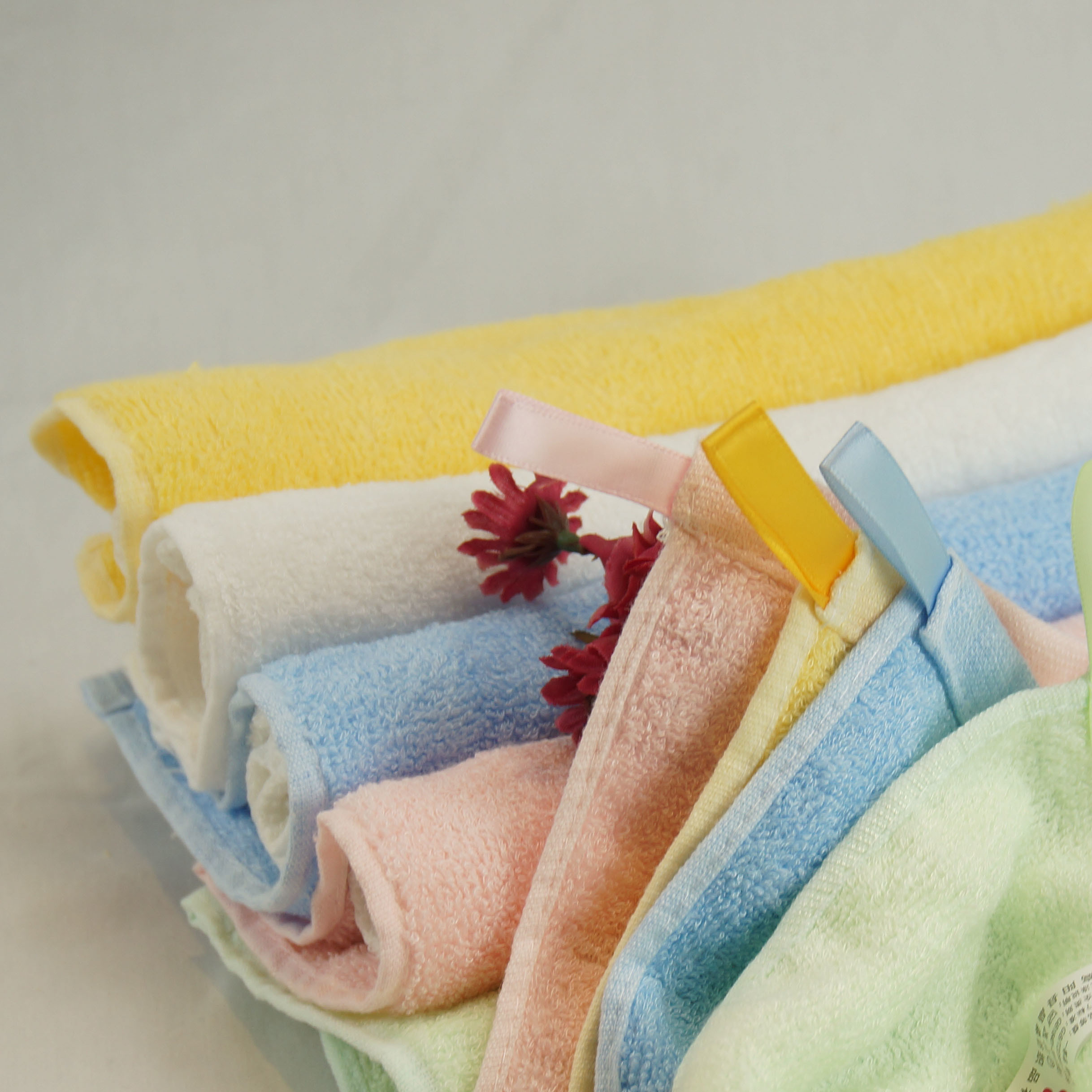 coloured  bamboo and  cotton bamboo kitchen towel with hanging loop