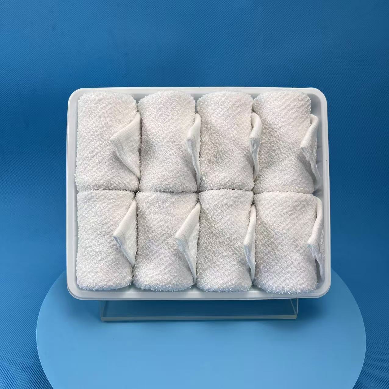 First-Class Business Class Rolled Cotton Disposable Inflight Towels Compressed Sports Woven Technique Hot Airplane Towel Tray
