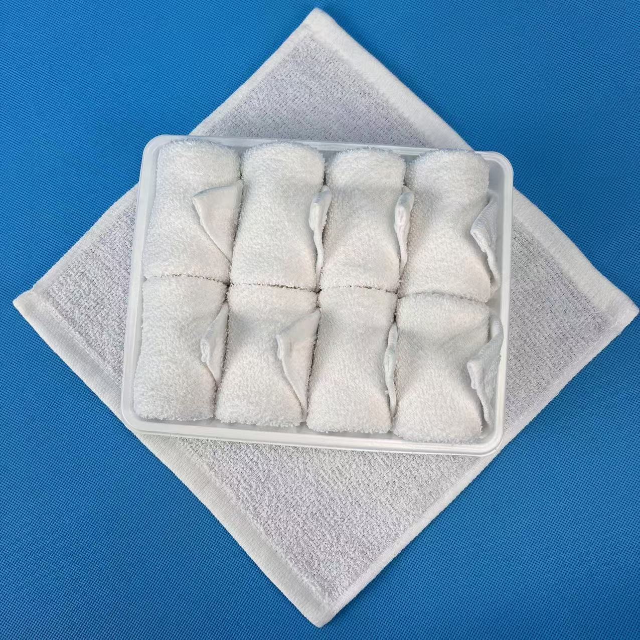 First-Class Business Class Rolled Cotton Disposable Inflight Towels Compressed Sports Woven Technique Hot Airplane Towel Tray