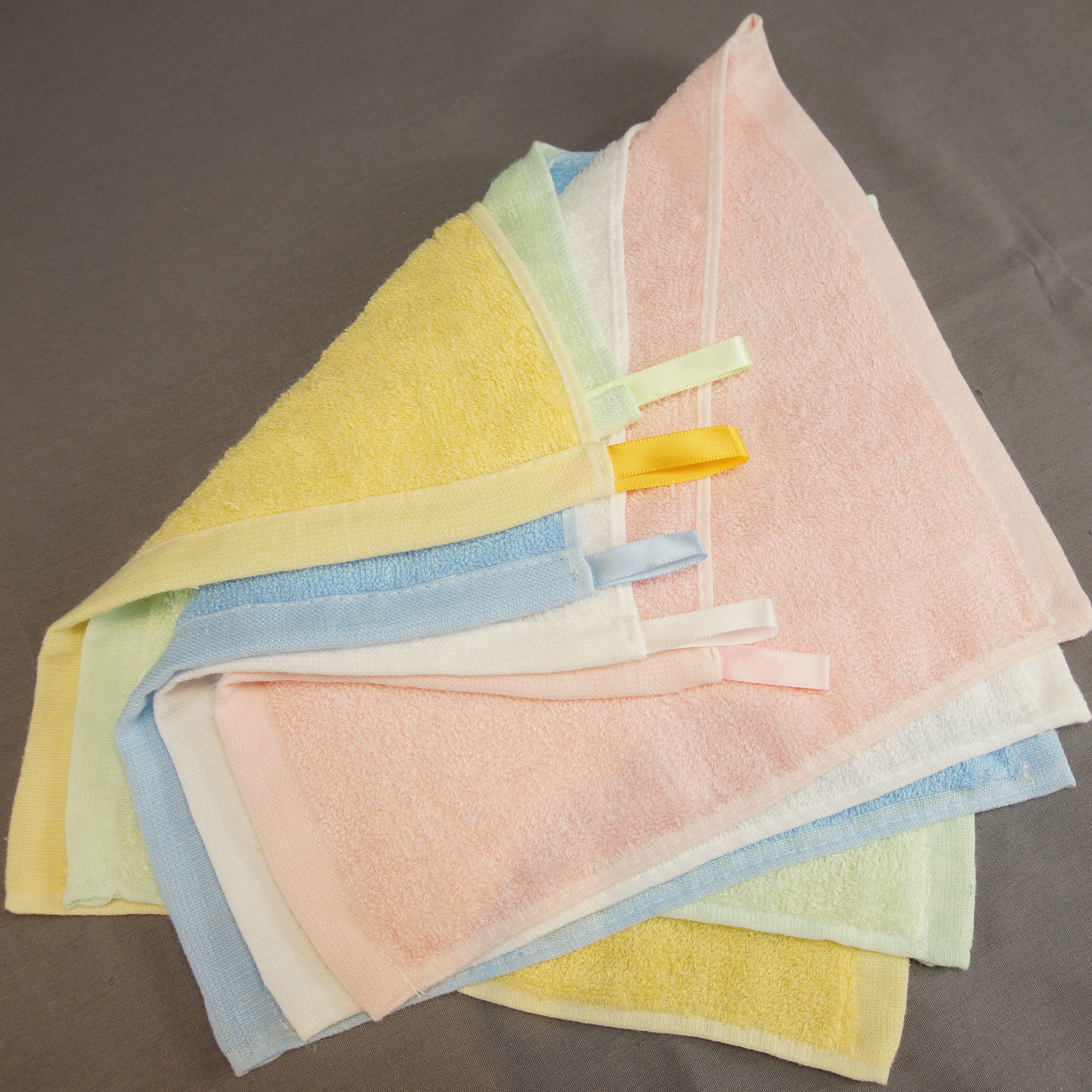 coloured  bamboo and  cotton bamboo kitchen towel with hanging loop