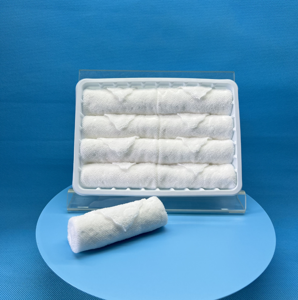 white rolled microfiber disposable airline oshibori towel