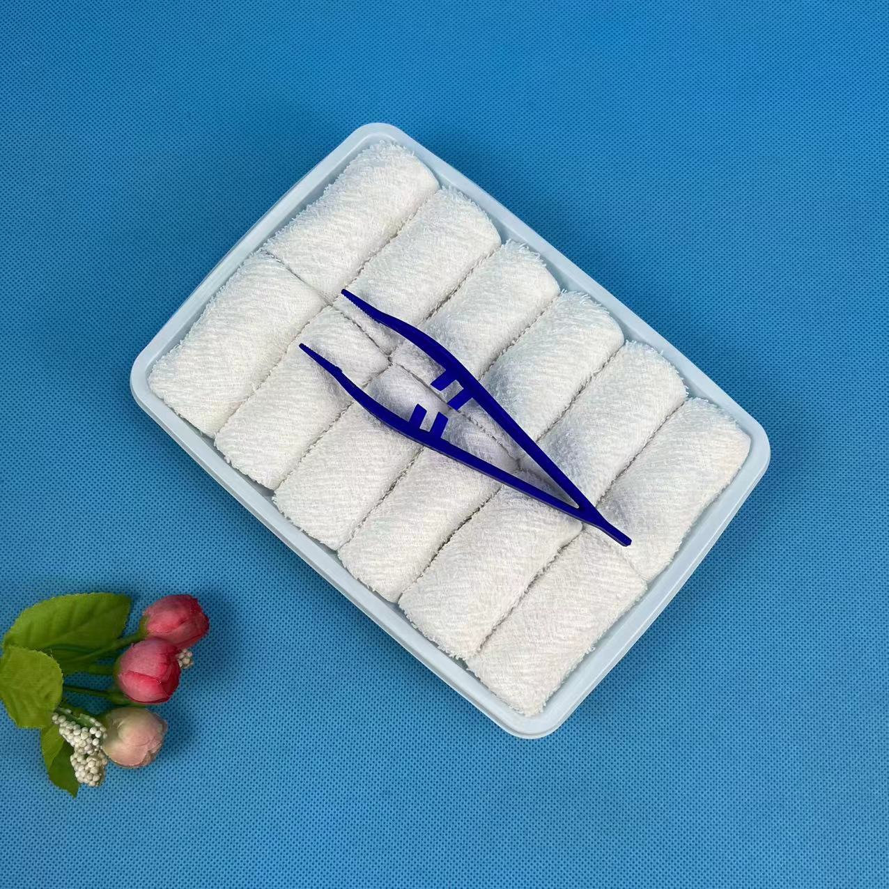 Wholesale Rolled Cotton Disposable Face Towel for Airline Woven Technique Hot in Tray
