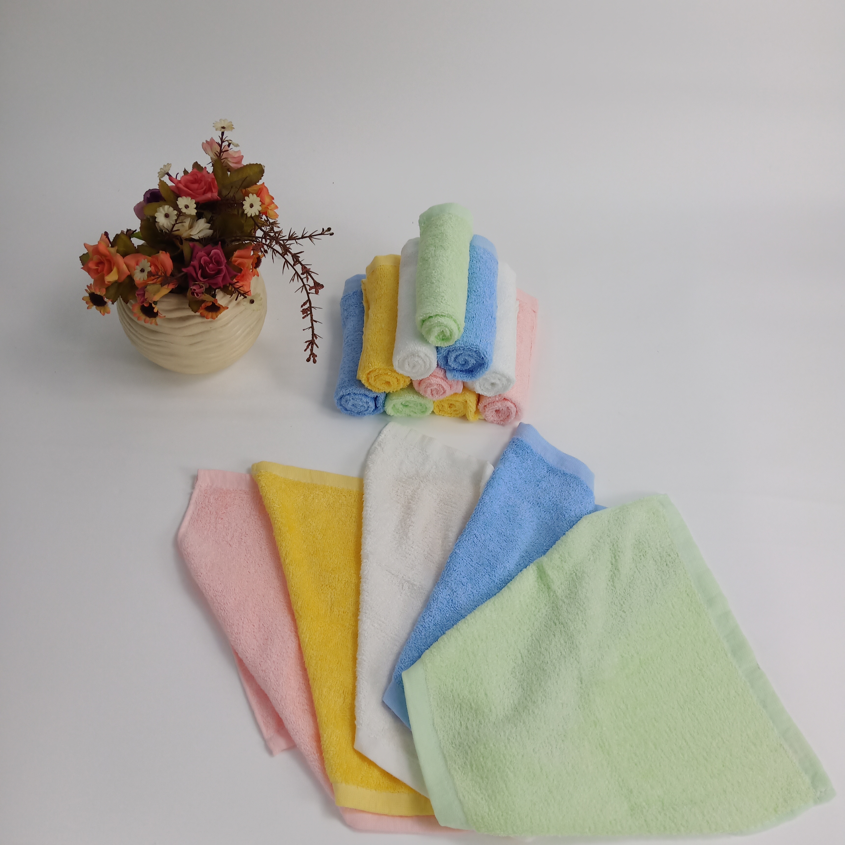 eco friendly multi-function gentle soft organic bamboo cotton baby towel face wipe with mesh laundry