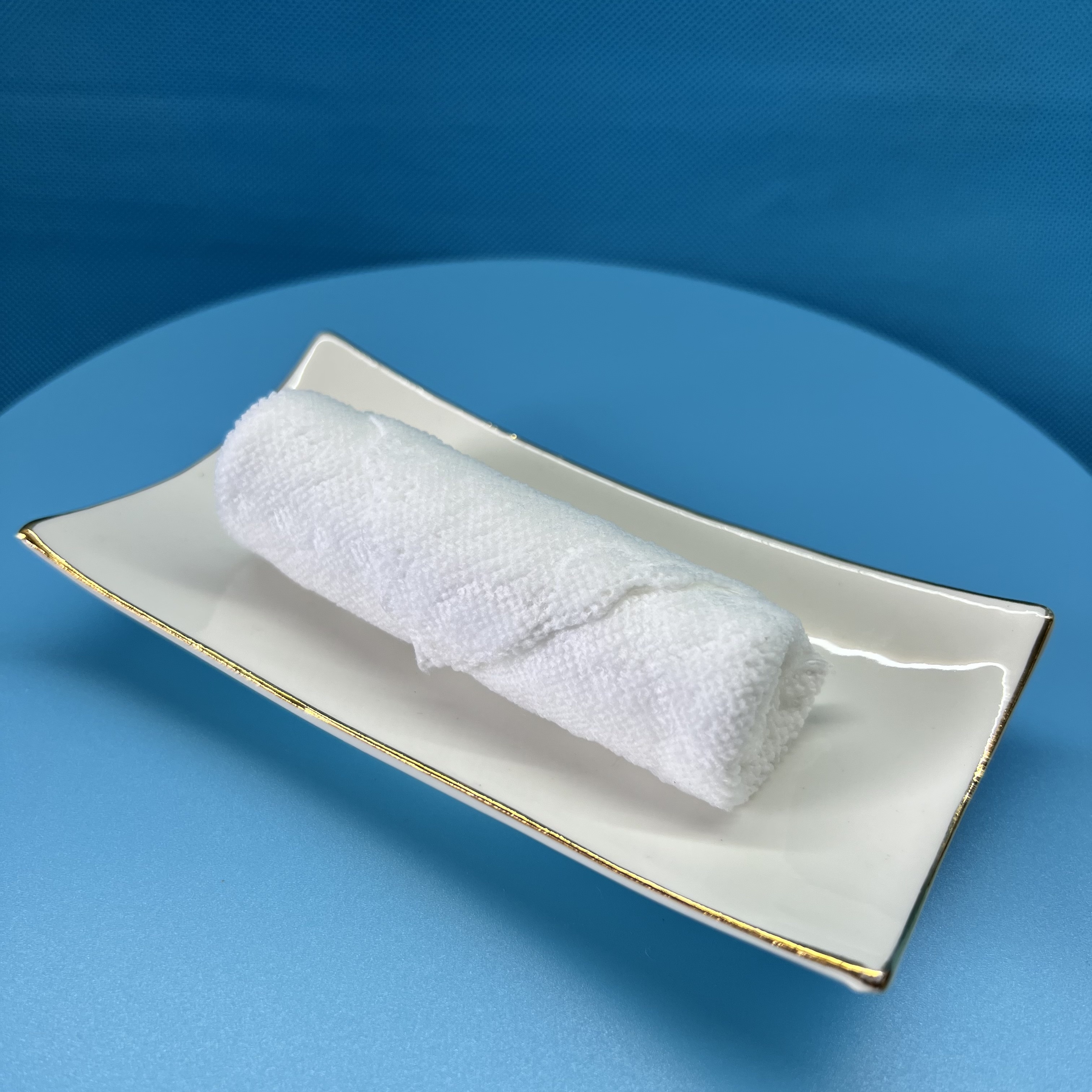 white rolled microfiber disposable airline oshibori towel