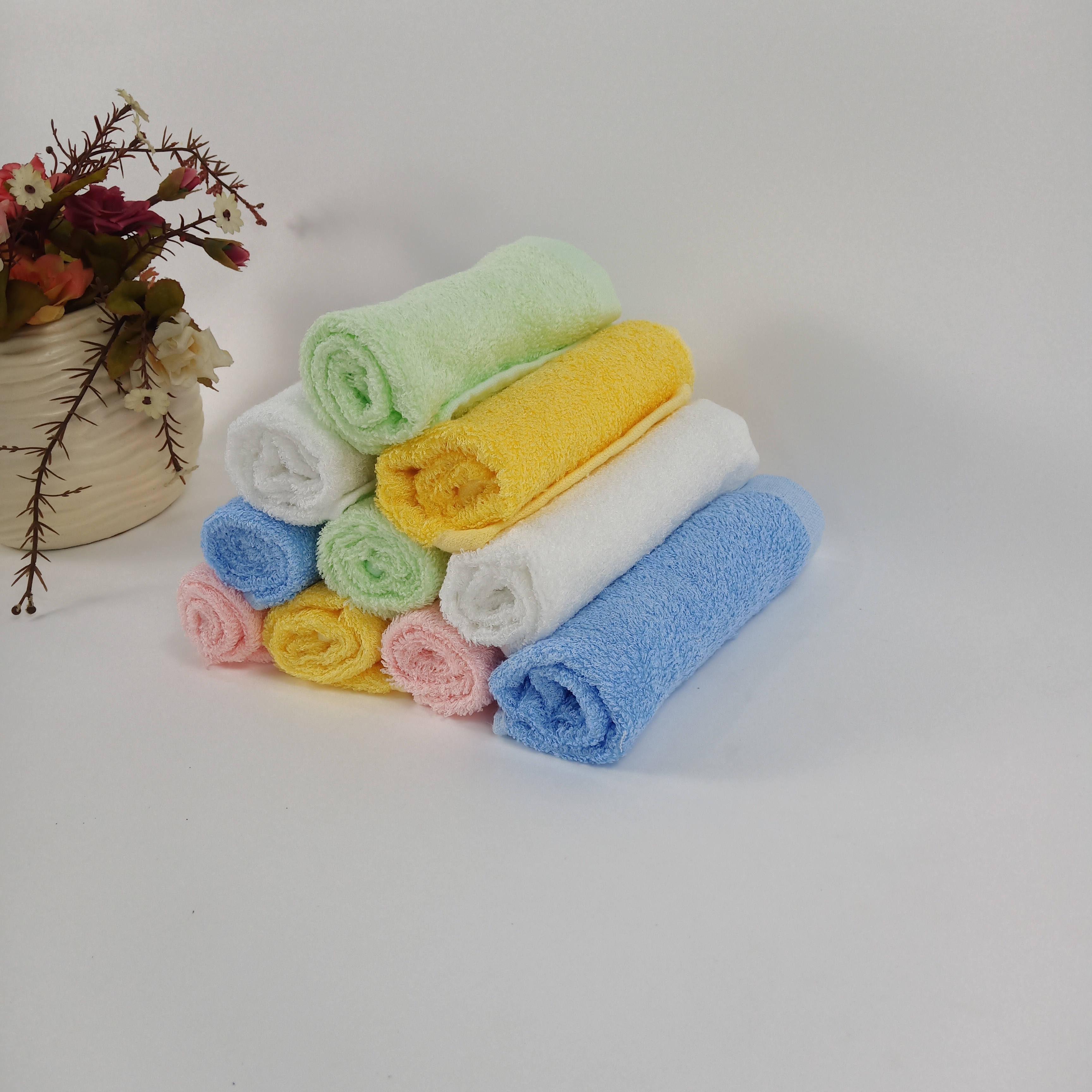 eco friendly multi-function gentle soft organic bamboo cotton baby towel face wipe with mesh laundry
