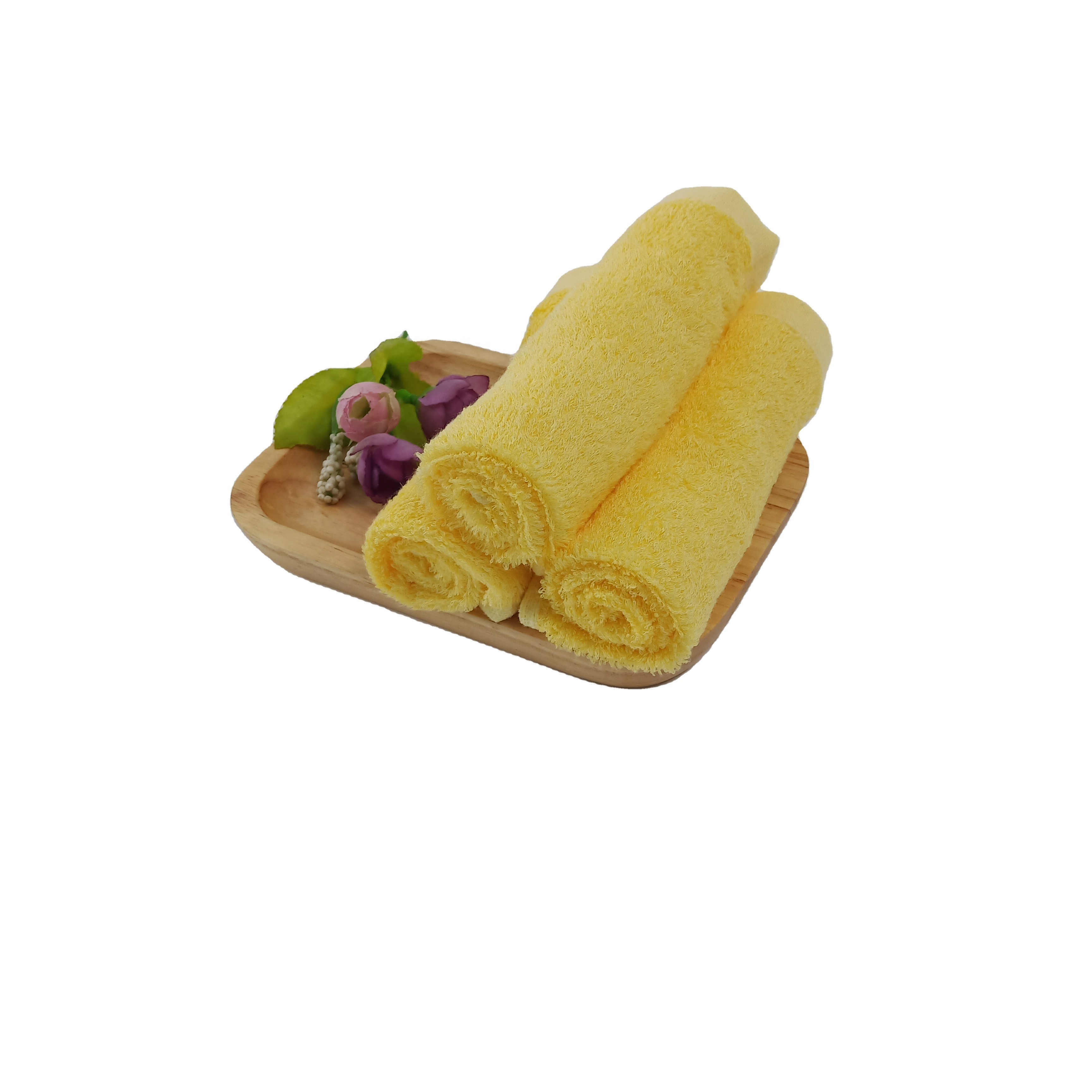 Hot Sale High Quality Yellow Soft Square Bamboo Fiber Cotton Blended Towels