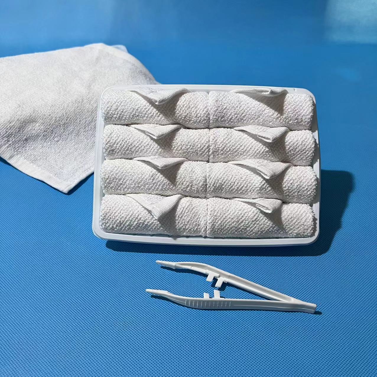 Single-Use Terry Cotton Airline Hot Towel Disposable Woven Towel Tray for Oshibory Factory