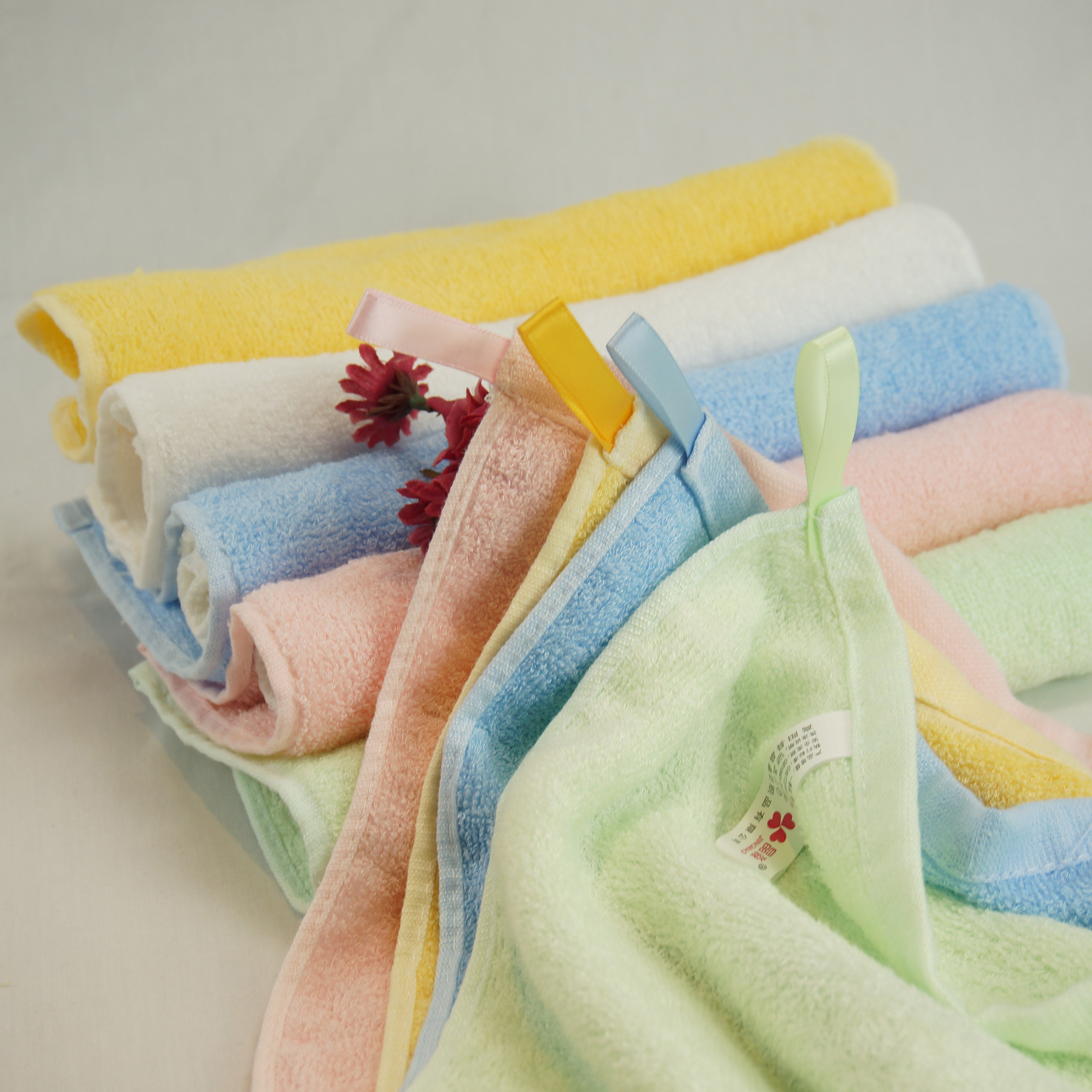 Colorful Bamboo Fiber Square Hand Towel