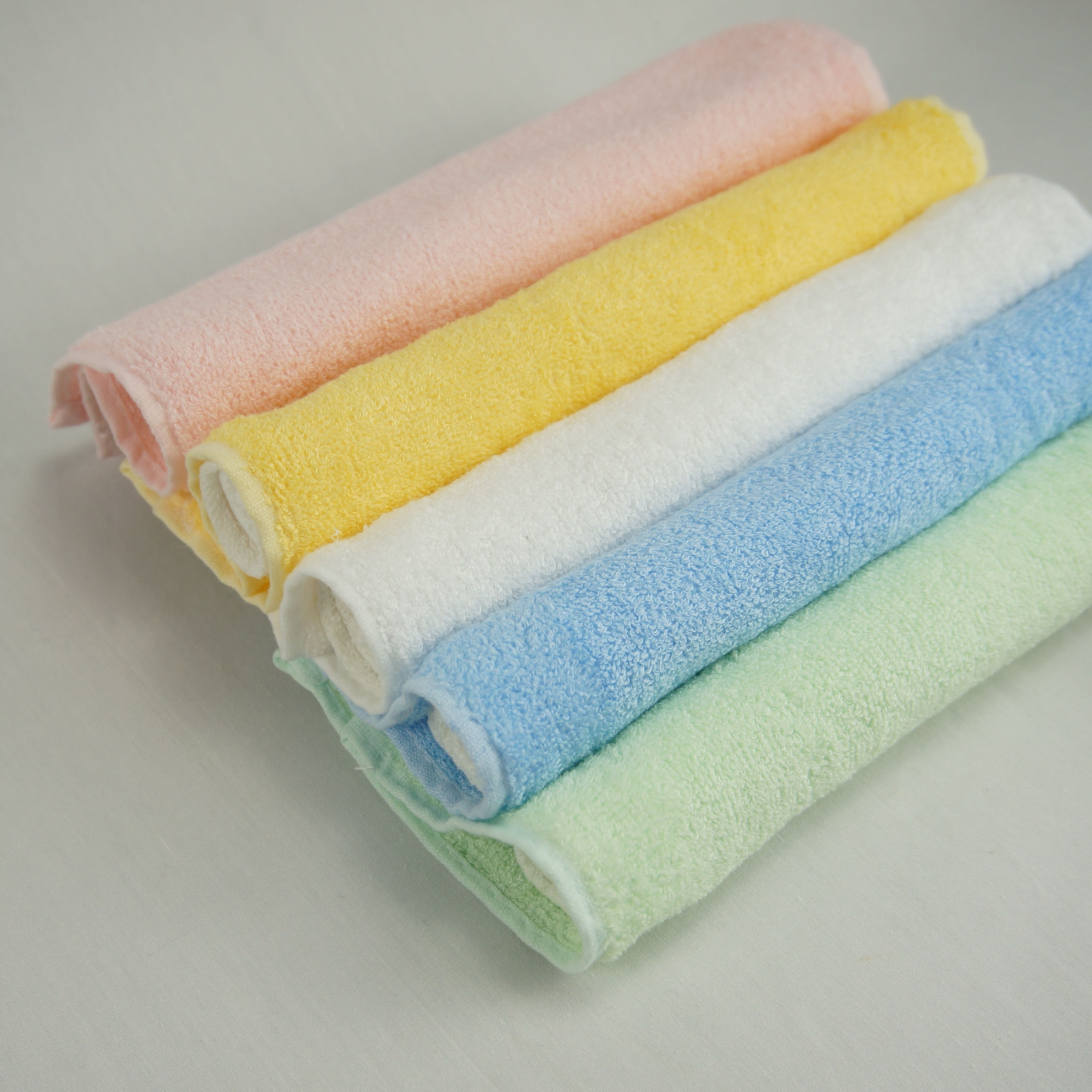 Multiple Color Bamboo Fiber Baby Wash cloth Small Hand Towel With Hanging Loop