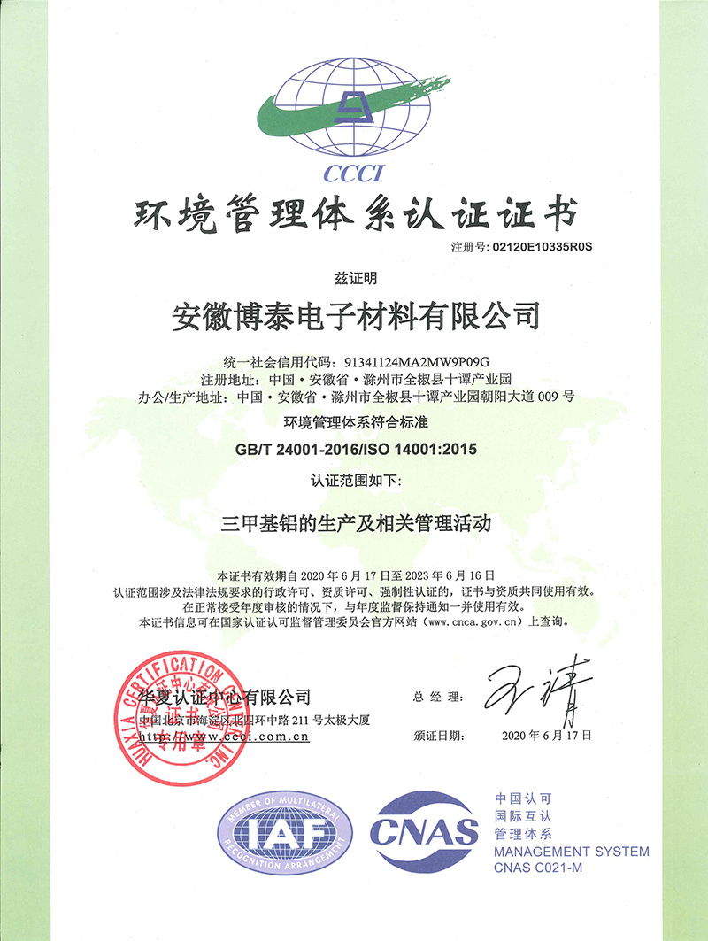 Environmental Management System Certificate