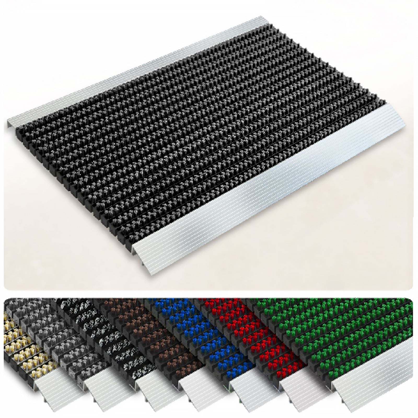 Brush aluminum door mat (wavy rubber strip/single-sided aluminum alloy)
