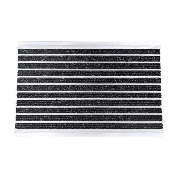 Carpeted double border aluminum door mat