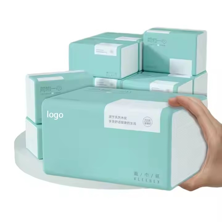 Wholesale Price Plastic Bag Soft Pack 4 Ply Facial Tissue  Virgin Wood Pulp Soft Facial Tissue Paper For Office & Hotel