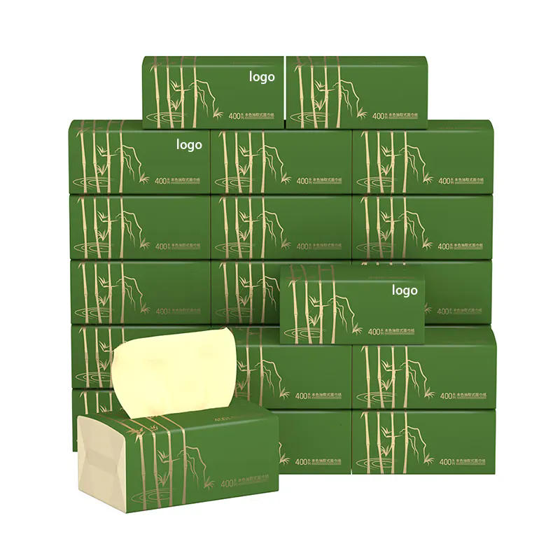 Organic Bamboo Facial Tissue Wholesale 2/3/4 Ply Custom Logo Soft Brown Paper Facial Tissue