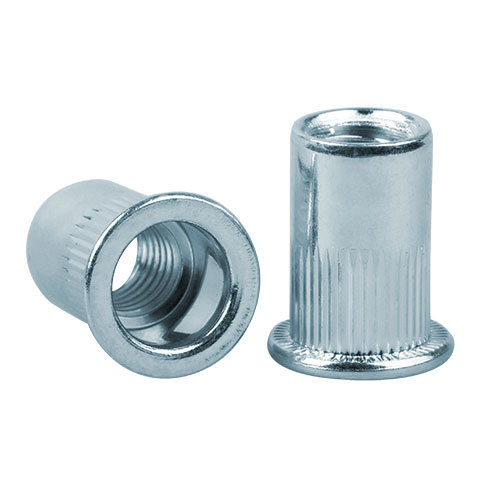 Steel cylindrical knurled flat head through hole rivet nut M3-M12 SKFK