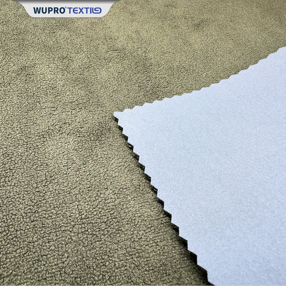 Nylon/Spandex Double-faced Knit Fabric with Dyed Composite Polyester/Spandex Omelon Fleece