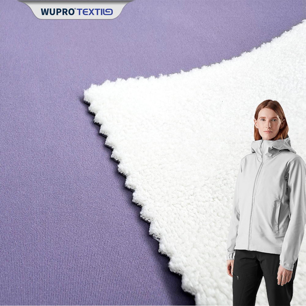 Nylon/Spandex Double-faced Knit Composite with Polyester/Spandex Omelon Fleece Fabric, Dyed & Finished (260gsm)