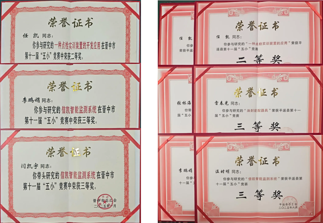 公司在“五小”竞赛中斩获多项荣誉