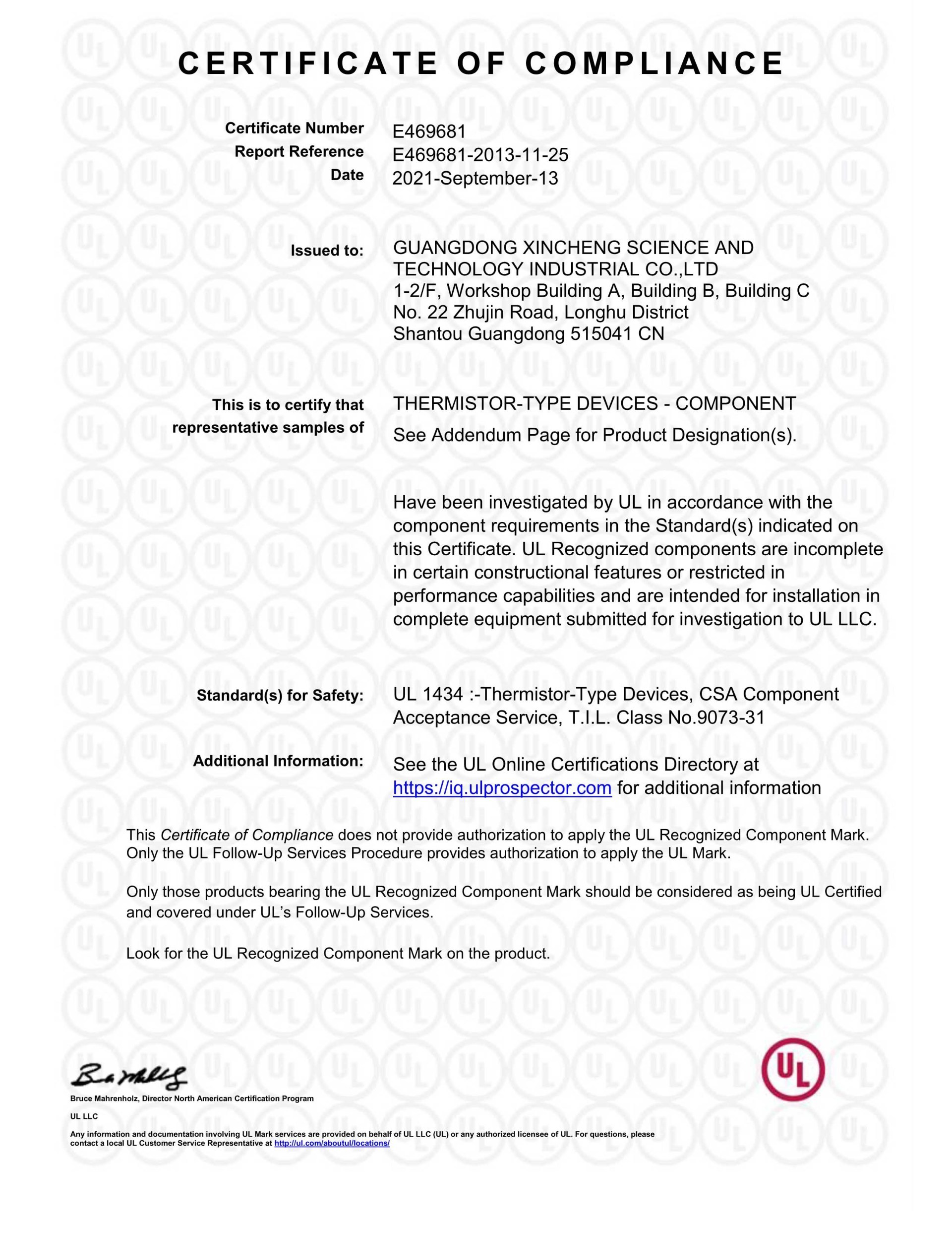 Thermal NTC certificate 20 Thermal NTC certificate 20