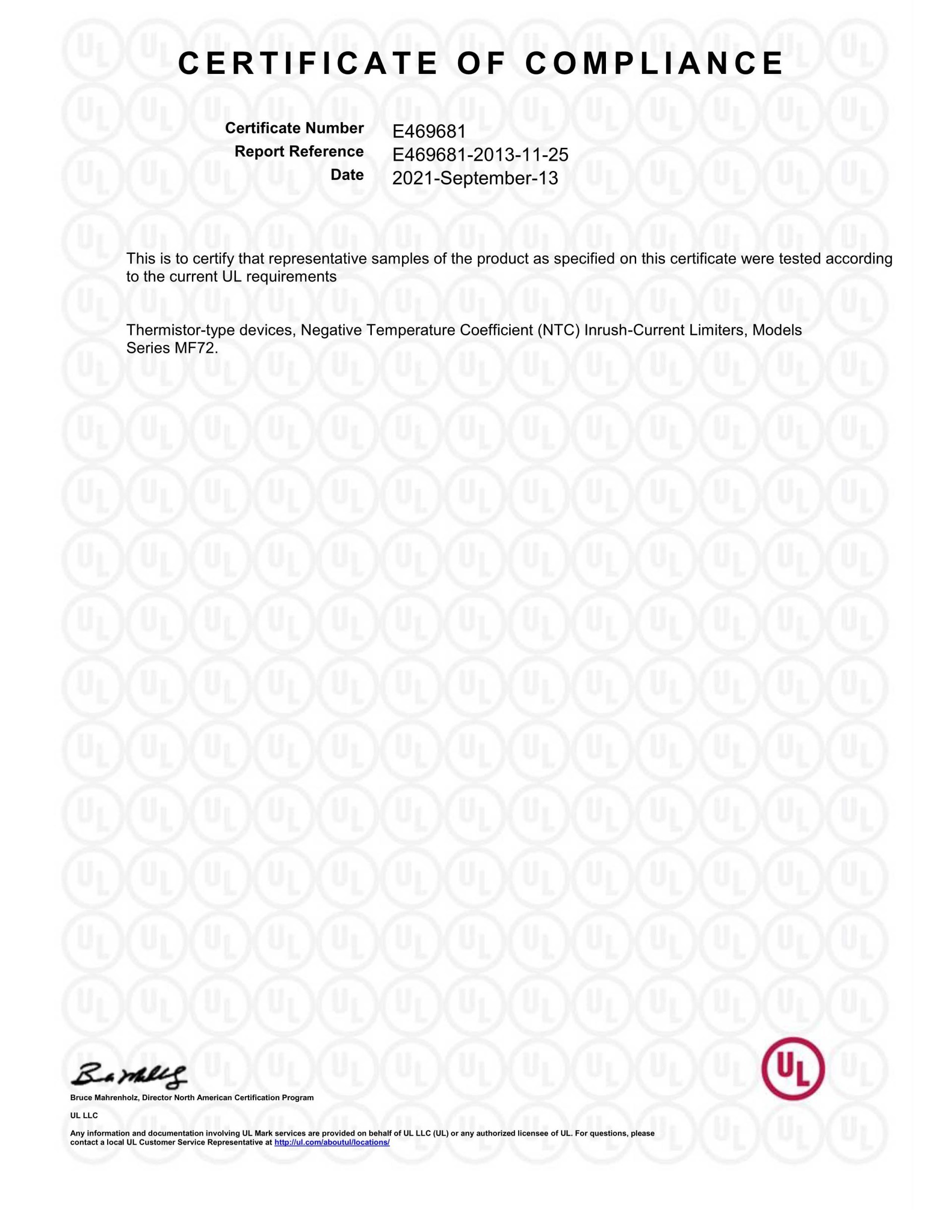 Thermal NTC certificate 21 Thermal NTC certificate 21