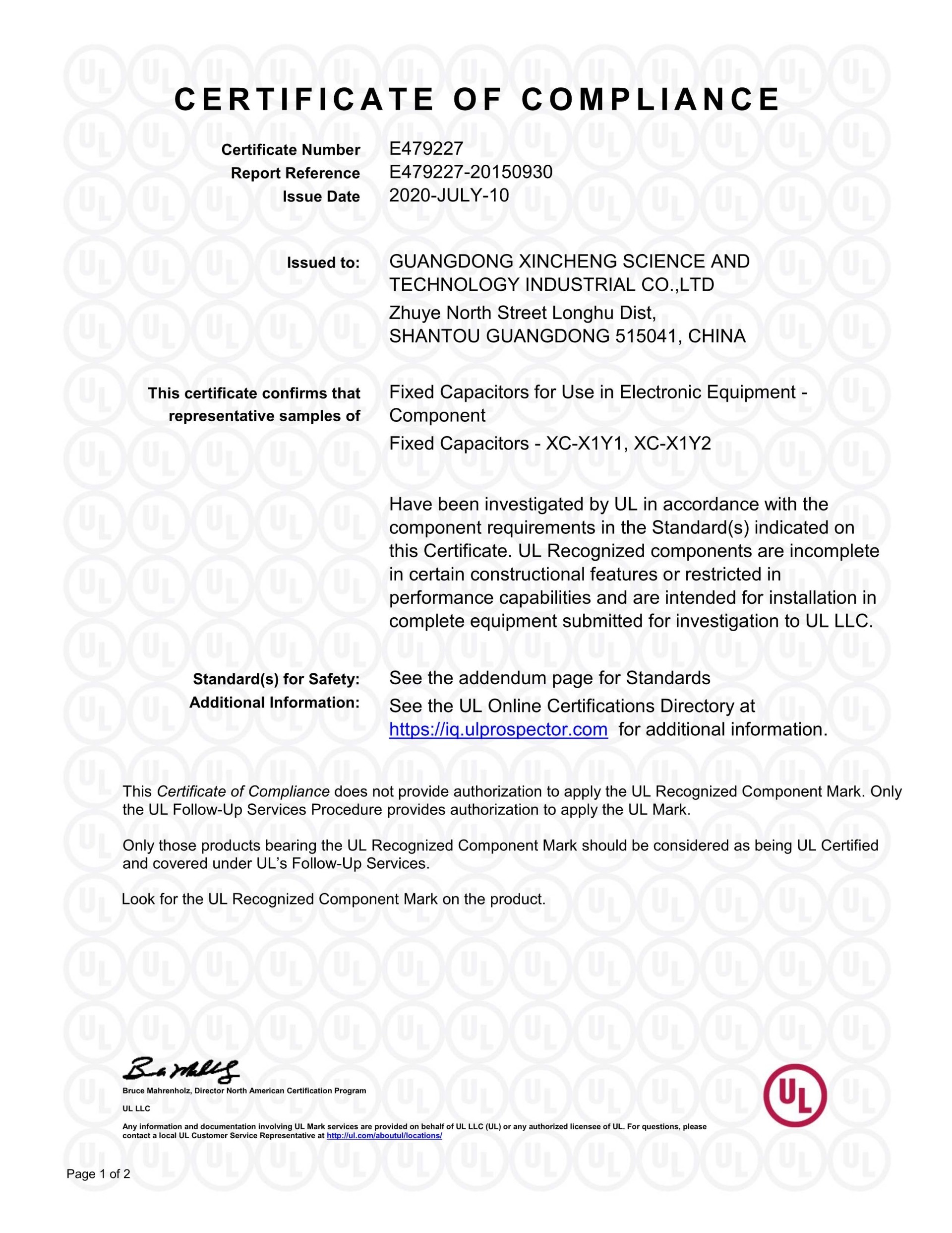 Y1/Y2 certification 13 Y1/Y2 certification 13