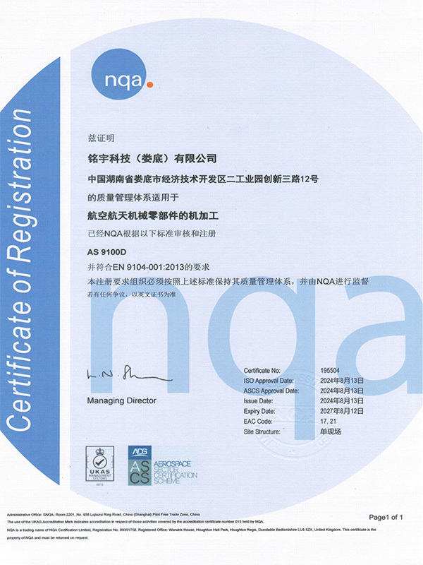 Quality Management System Certificate