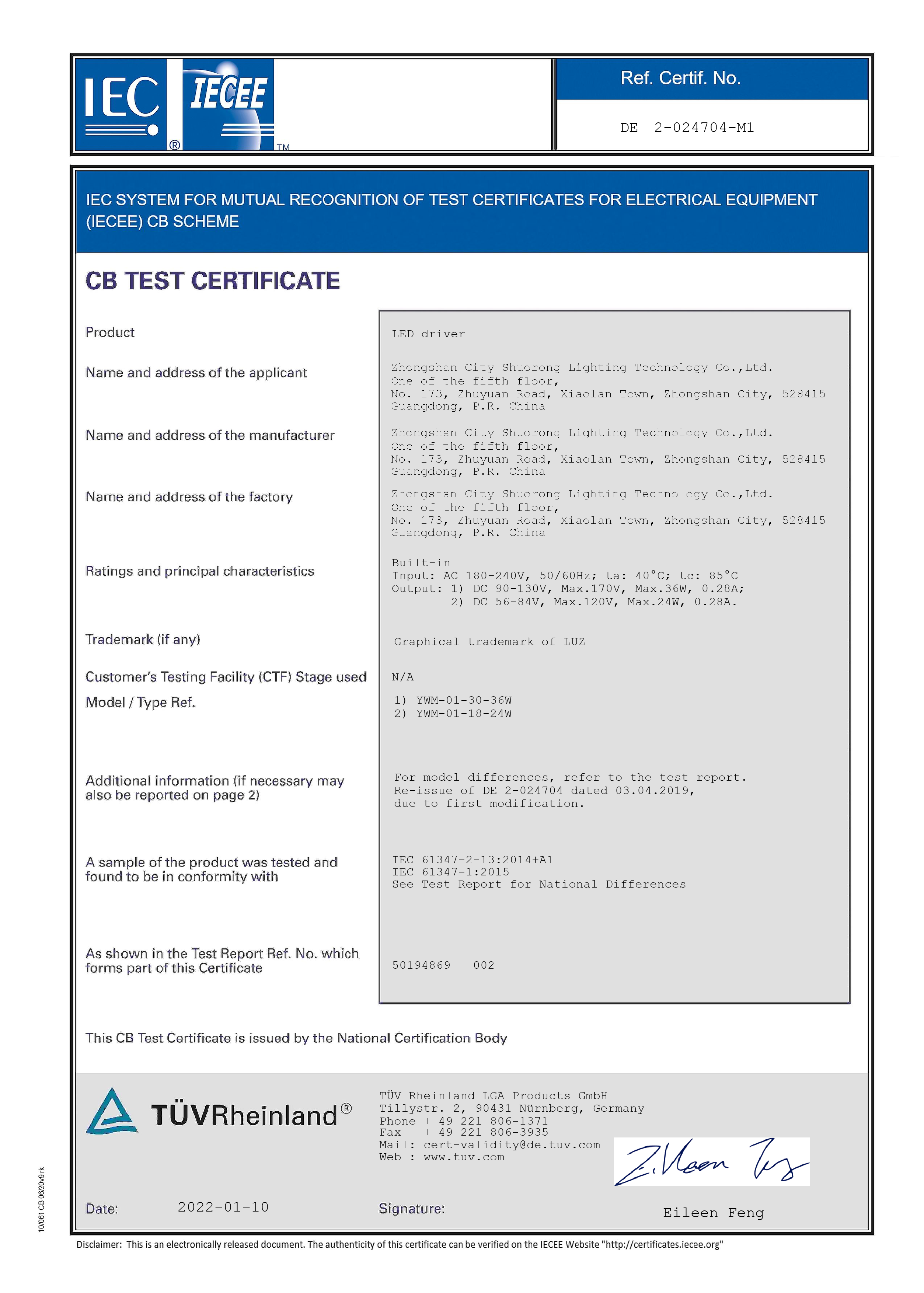 Certificate CB2