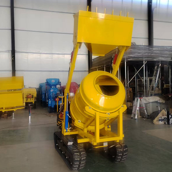 Protable concrete mixer on tracks