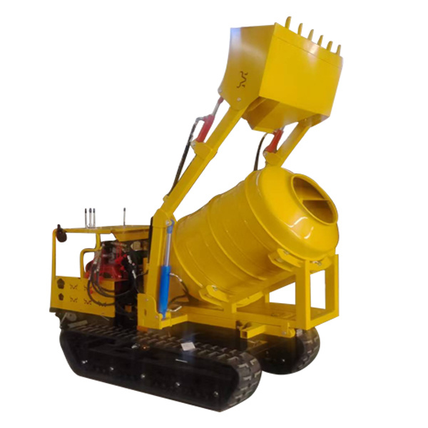 Protable concrete mixer on tracks
