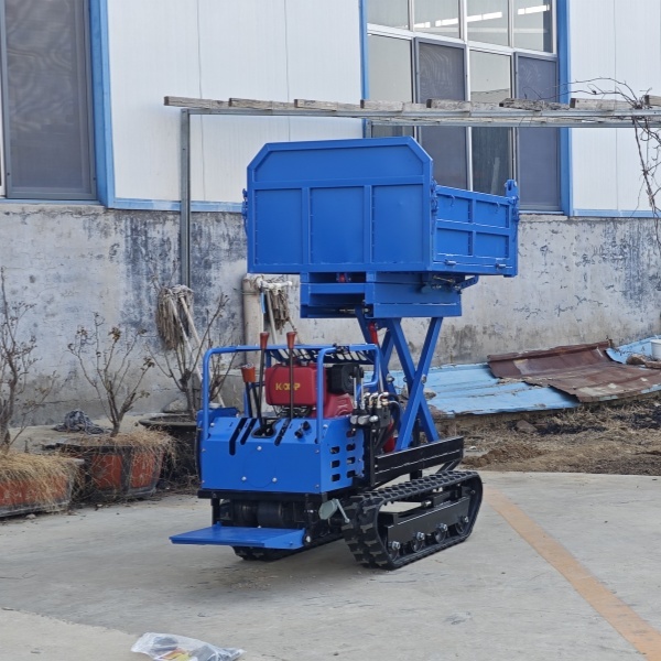High Tip Hydraulic Lifting Small Crawler Dumper 800kg Transporter