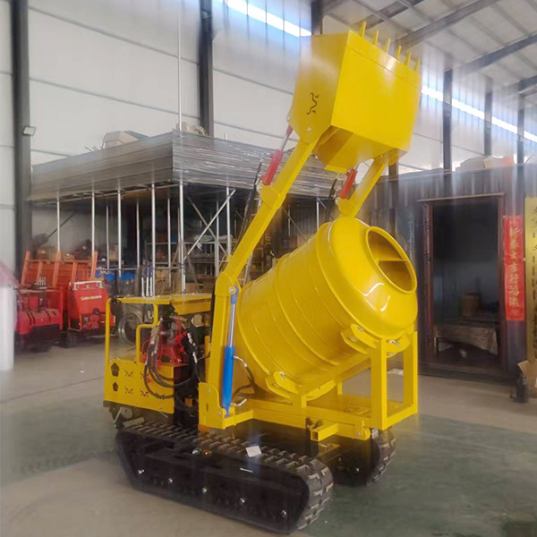 Protable concrete mixer on tracks