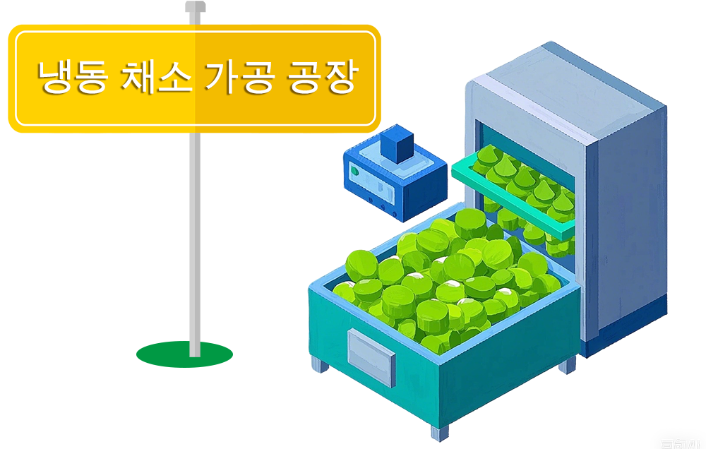 냉동 야채 가공 작업장