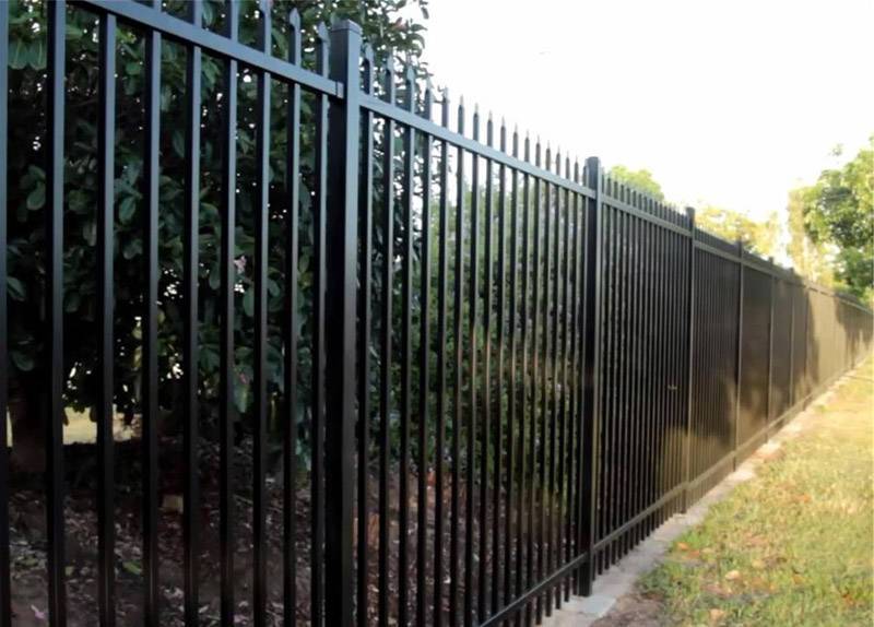 Hsj Wholesale 6ftx8FT Steel Garden Fence Modern Zinc Steel Picket Fence Design Black Galvanized Security Steel Fence Panels