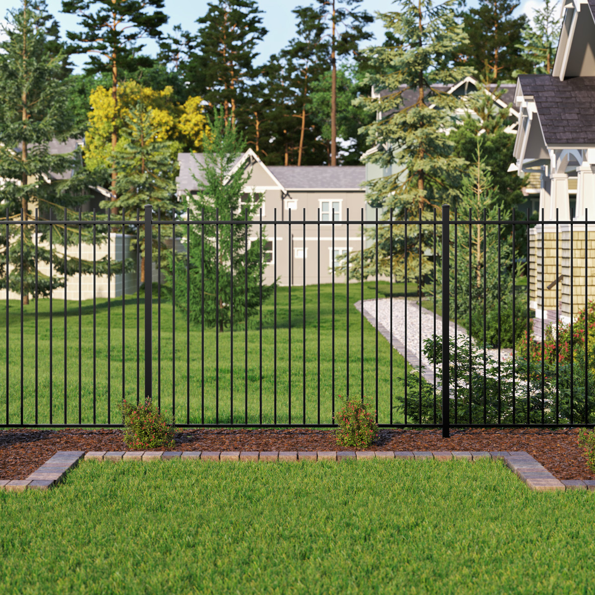 Hsj Galvanized Decorative Black Spear Point Top Security Ornamental Aluminum Fence Steel Picket Metal Fencing