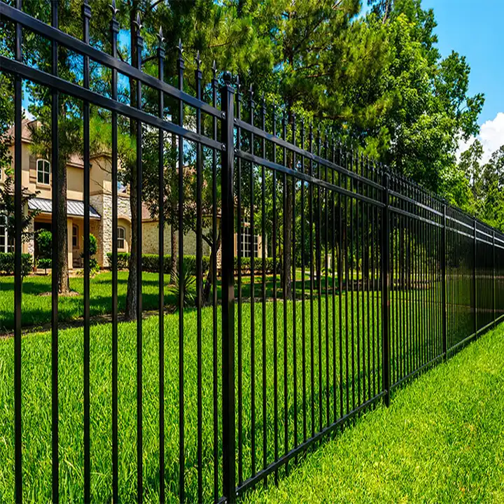 Hsj Heat Treated Wrought Iron Tubular Steel Picket Fence Balcony Panels for Farm and Sport Fencing 3D Modeling Available