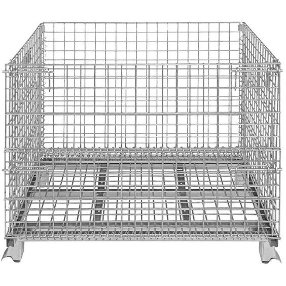 HSJ Heavy-Duty Metal Steel Wire Mesh Container Pallet Cage for Warehouse Storage Cargo