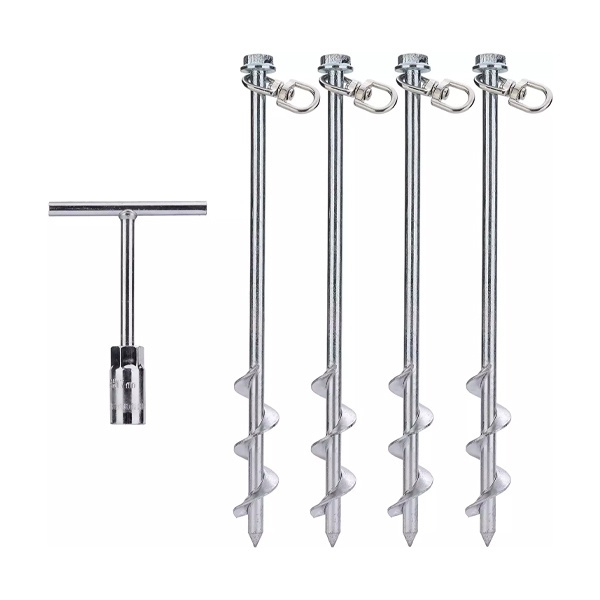 Ground Anchors Earth Anchors Screw-in Tent Stakes Windproof Anchor Hooks Black Coated Drill Driven for Canopies Sheds Car Ports