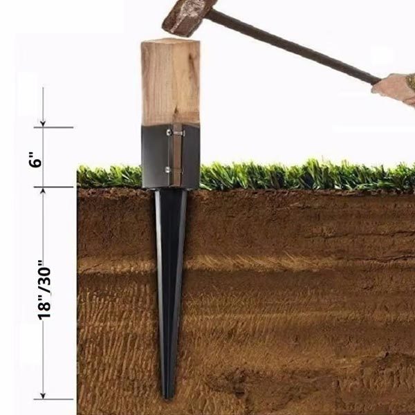 Galvanized Pole Anchor Steel Plate Spike Pointed Ground Post Anchor for square Posts