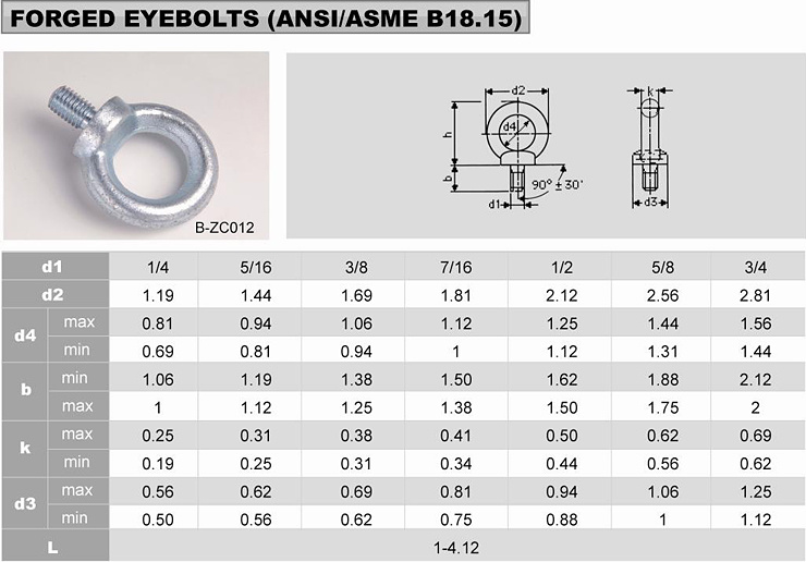 Cold heading machine eyebolt 