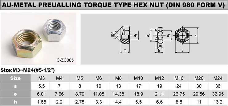 All-metal hexagon locking nut 